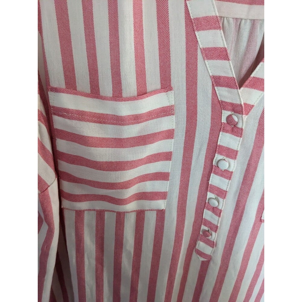 Torrid Women's Harper Washable Gauze Sleeveless Pullover Blouse Pink White Sz 1 - Picture 6 of 8